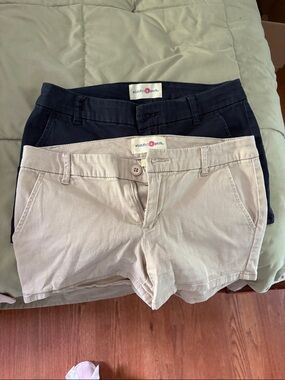 Wishful Park Beige and Navy Cotton Shorts Duo